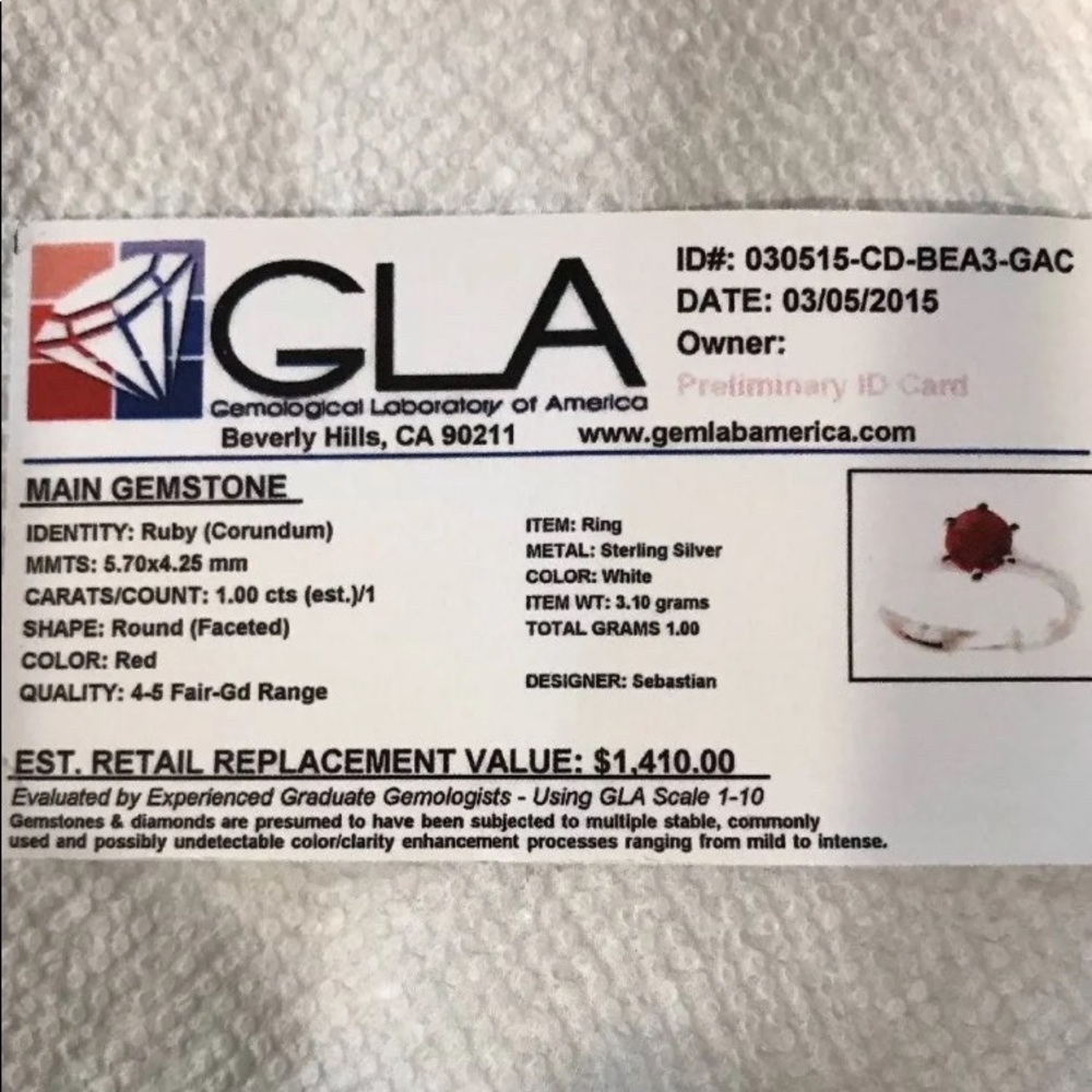 Valuable Ruby Red Ring- Appraised $1,410! - image 3